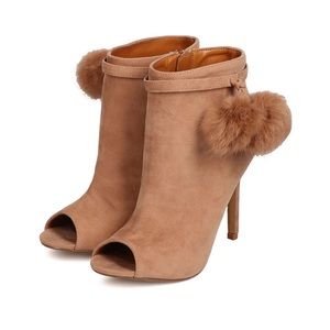 Shoe Republic LA Taupe Peep Toe Booties